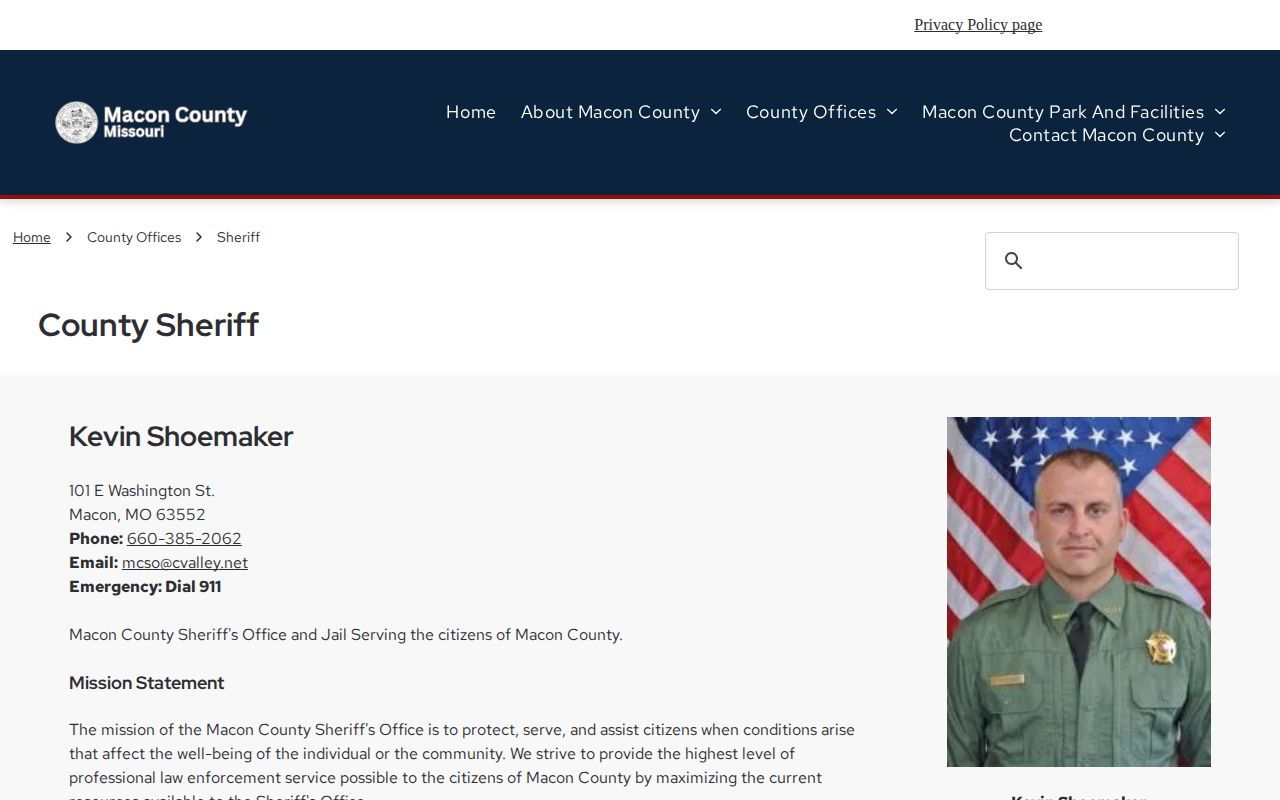 Official Macon County Sheriff and jail contact page