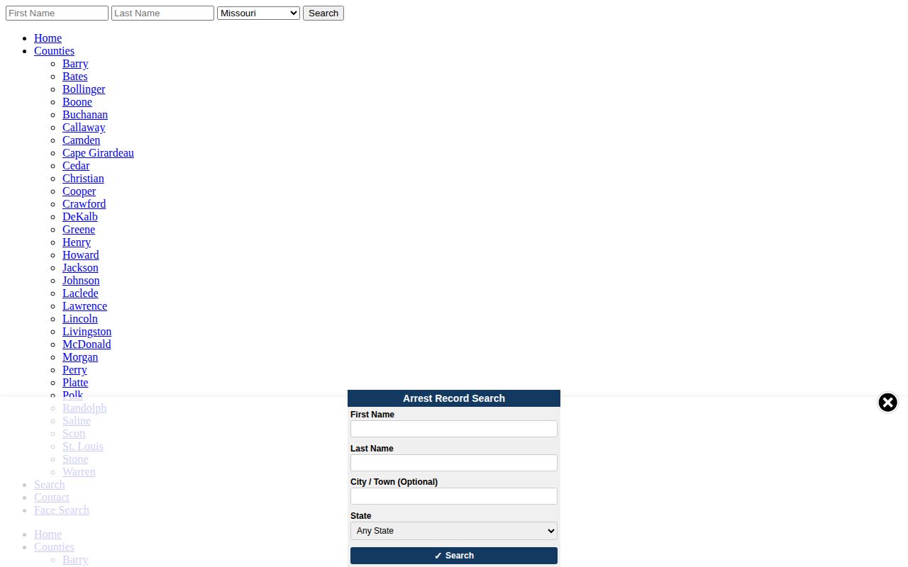 Unofficial historical Macon County bookings page used as a secondary source