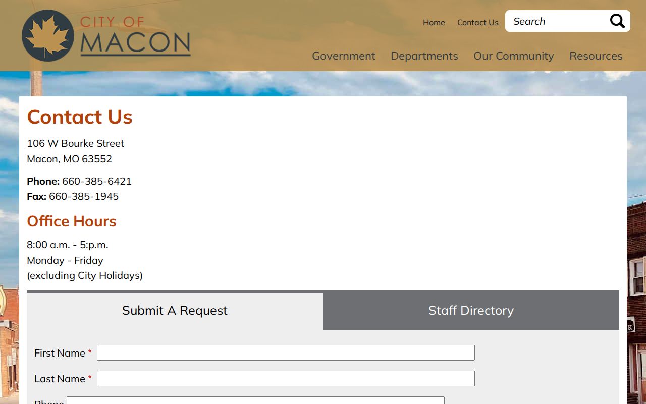 Official City of Macon contact and request page